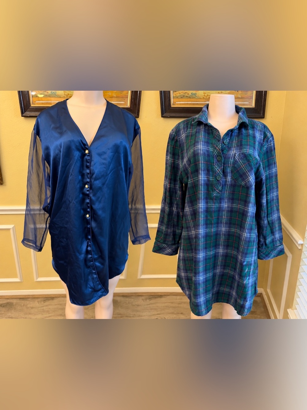 Bundle of Victoria's Secret Satin Nightshirt and Flannel Nightshirt